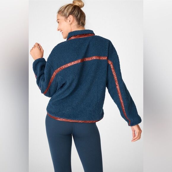 Fabletics Navy Blue Larisa Fleece Pullover Sz Large - Picture 5 of 12